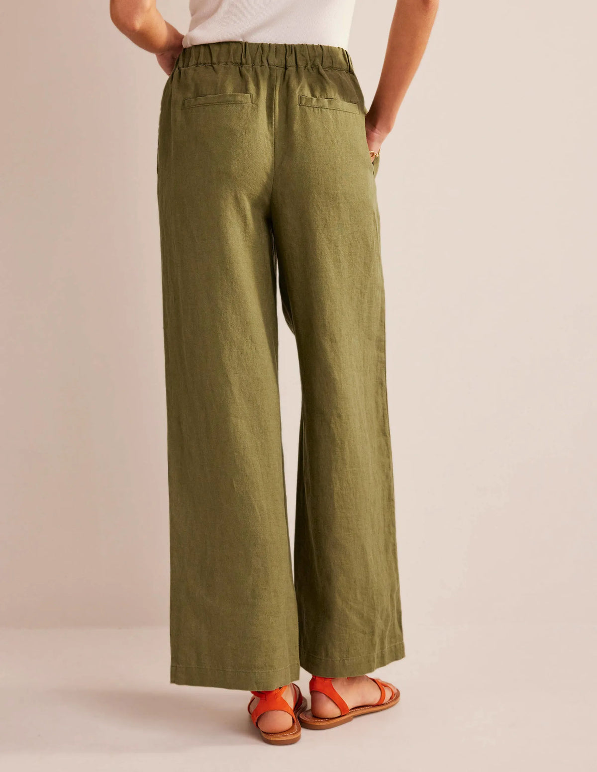 Relaxed Pull-on Linen Pants-Capulet Olive