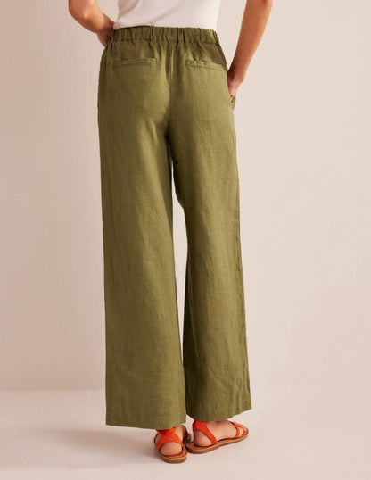 Relaxed Pull-on Linen Pants-Capulet Olive
