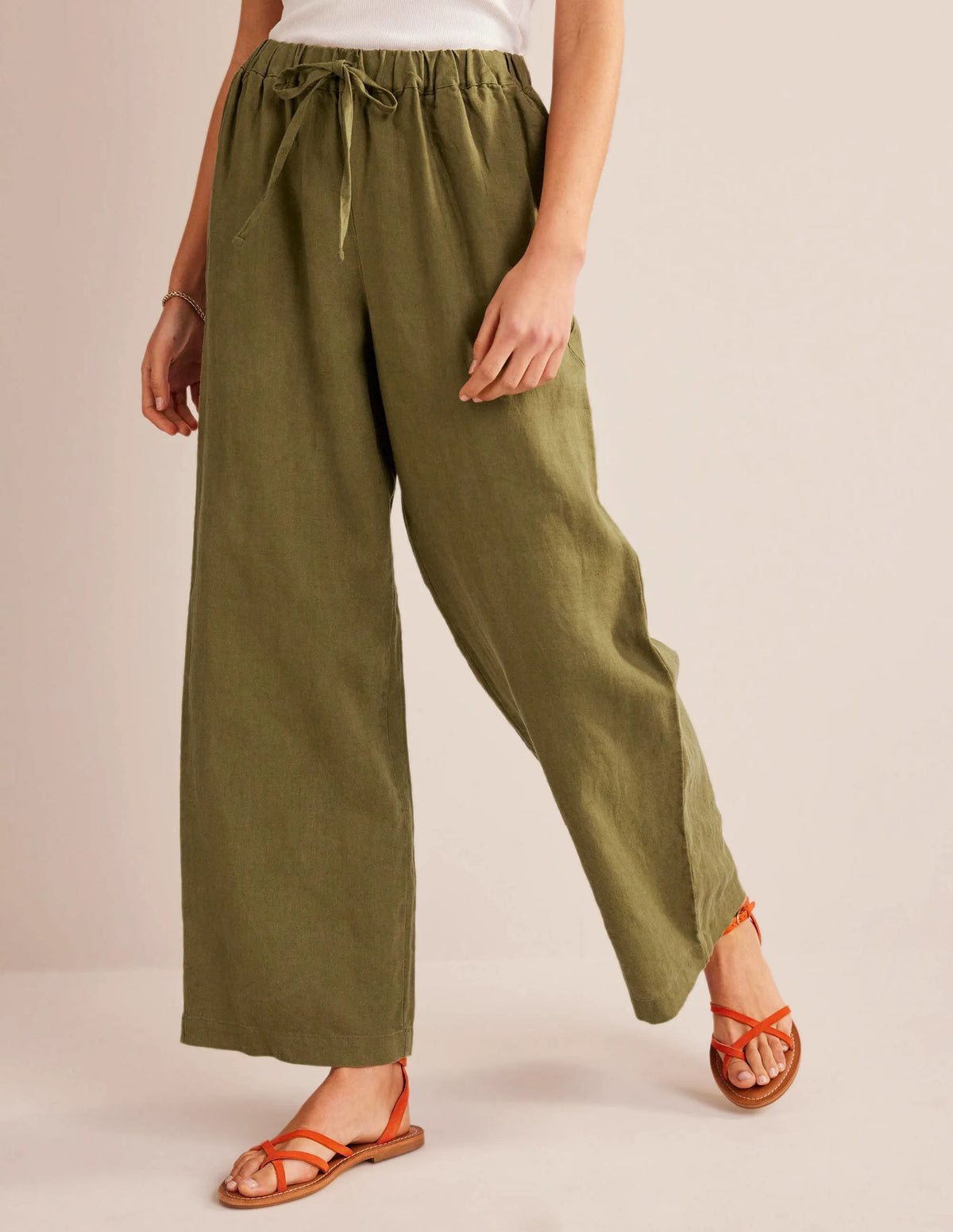 Relaxed Pull-on Linen Pants-Capulet Olive