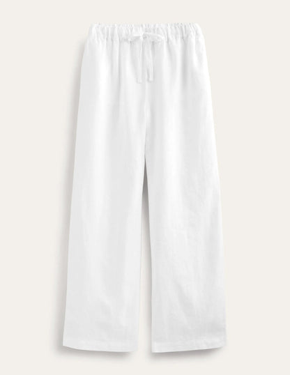 Relaxed Pull-on Linen Pants-White