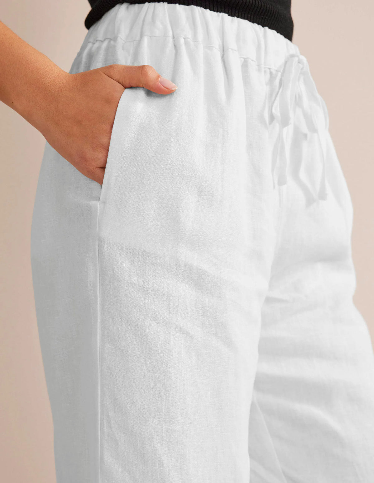 Relaxed Pull-on Linen Pants-White