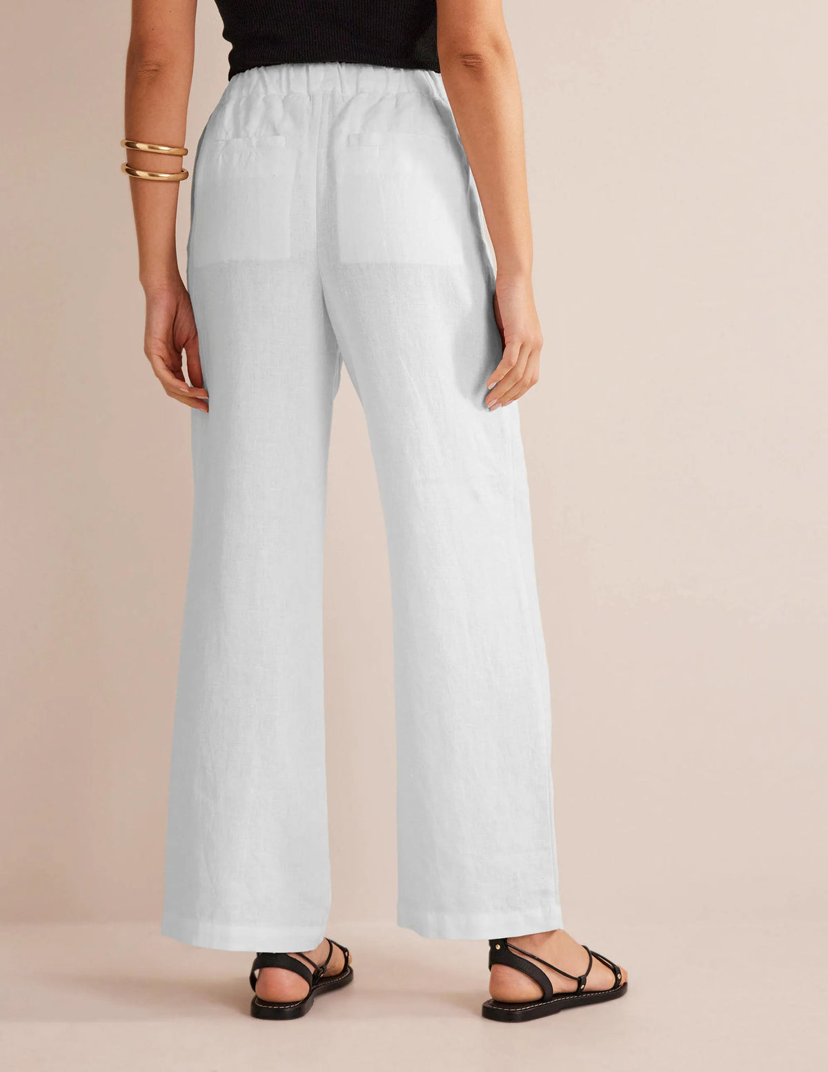 Relaxed Pull-on Linen Pants-White