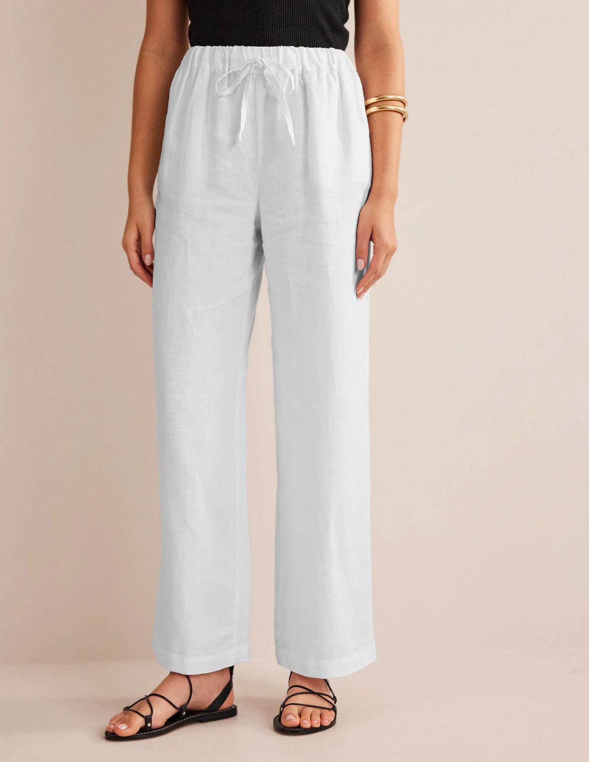Relaxed Pull-on Linen Pants-White