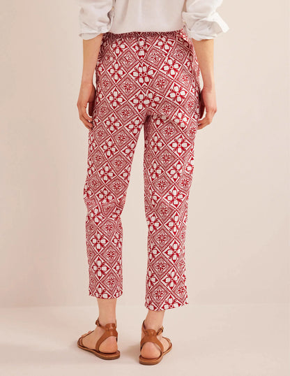 Pull-on Linen Pants-Poinsettia, Block Pome