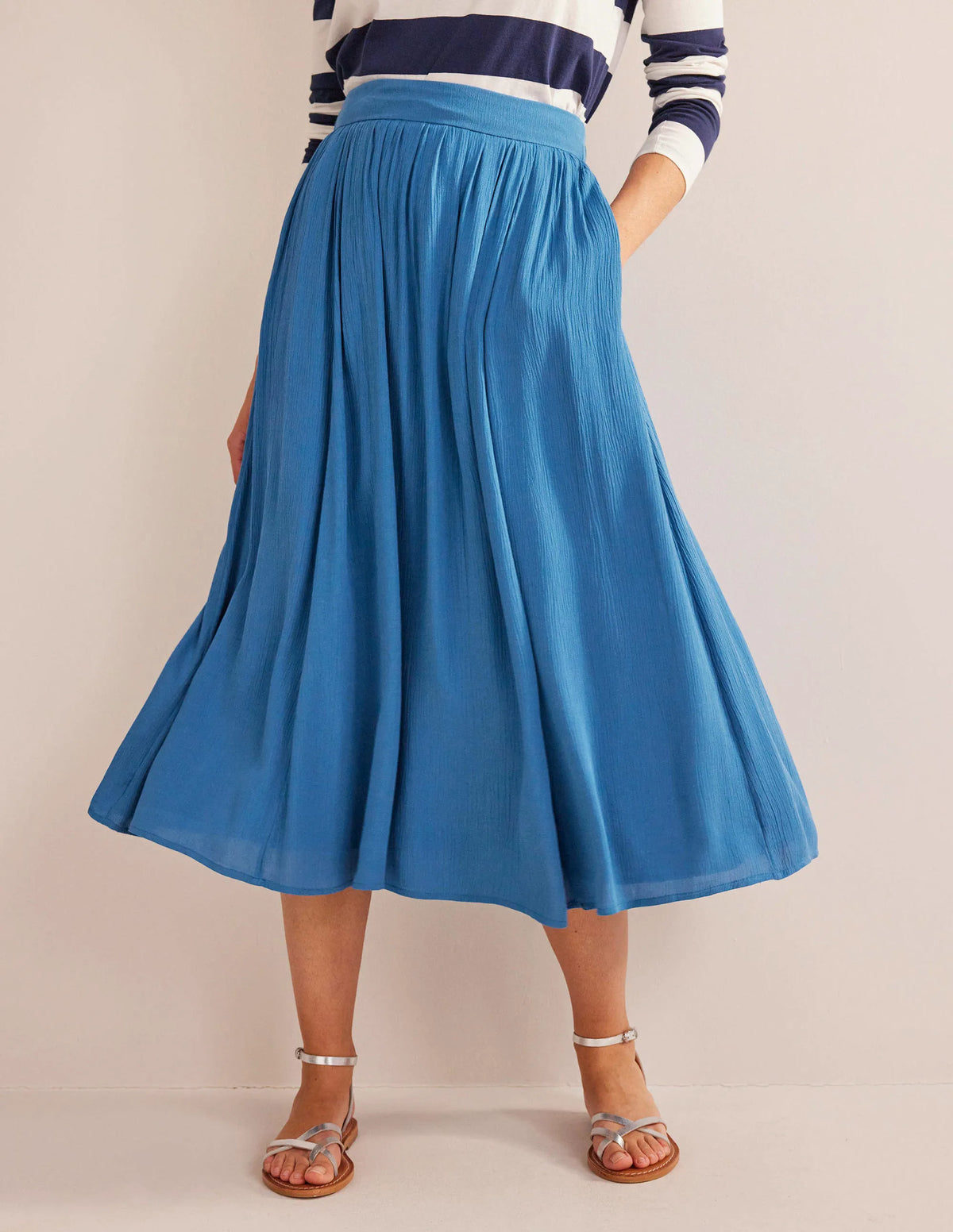 Vacation Midi Skirt-Aegean blue