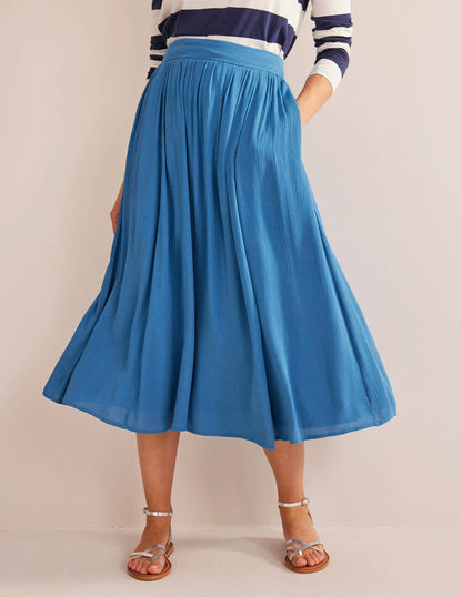 Vacation Midi Skirt-Aegean blue