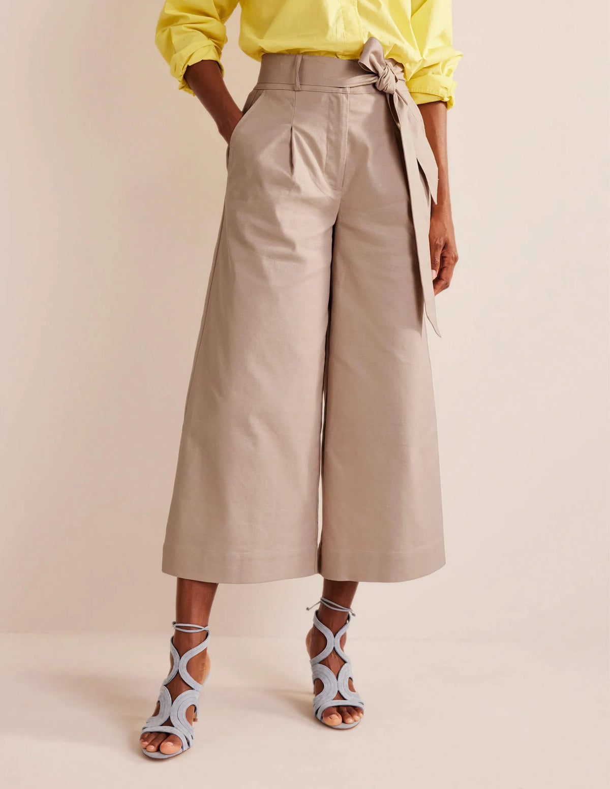 Cropped Wide-Leg Pants-Rope