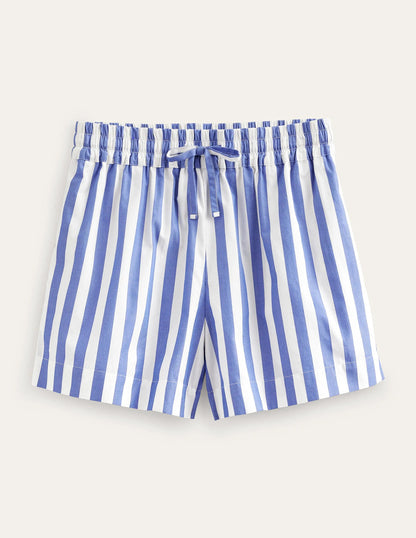 Cotton Pull-on Shorts-Blue Stripe