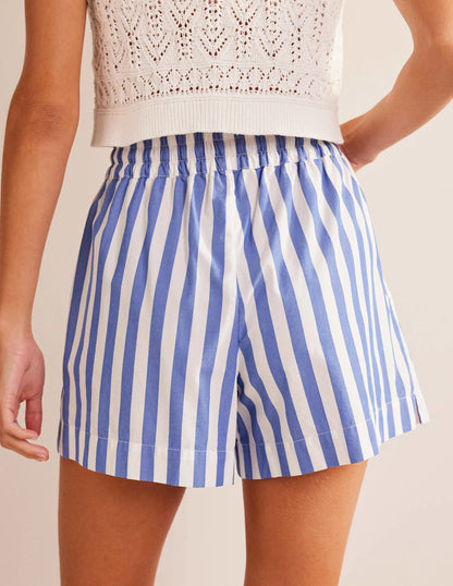 Cotton Pull-on Shorts-Blue Stripe