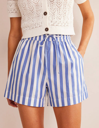 Cotton Pull-on Shorts-Blue Stripe
