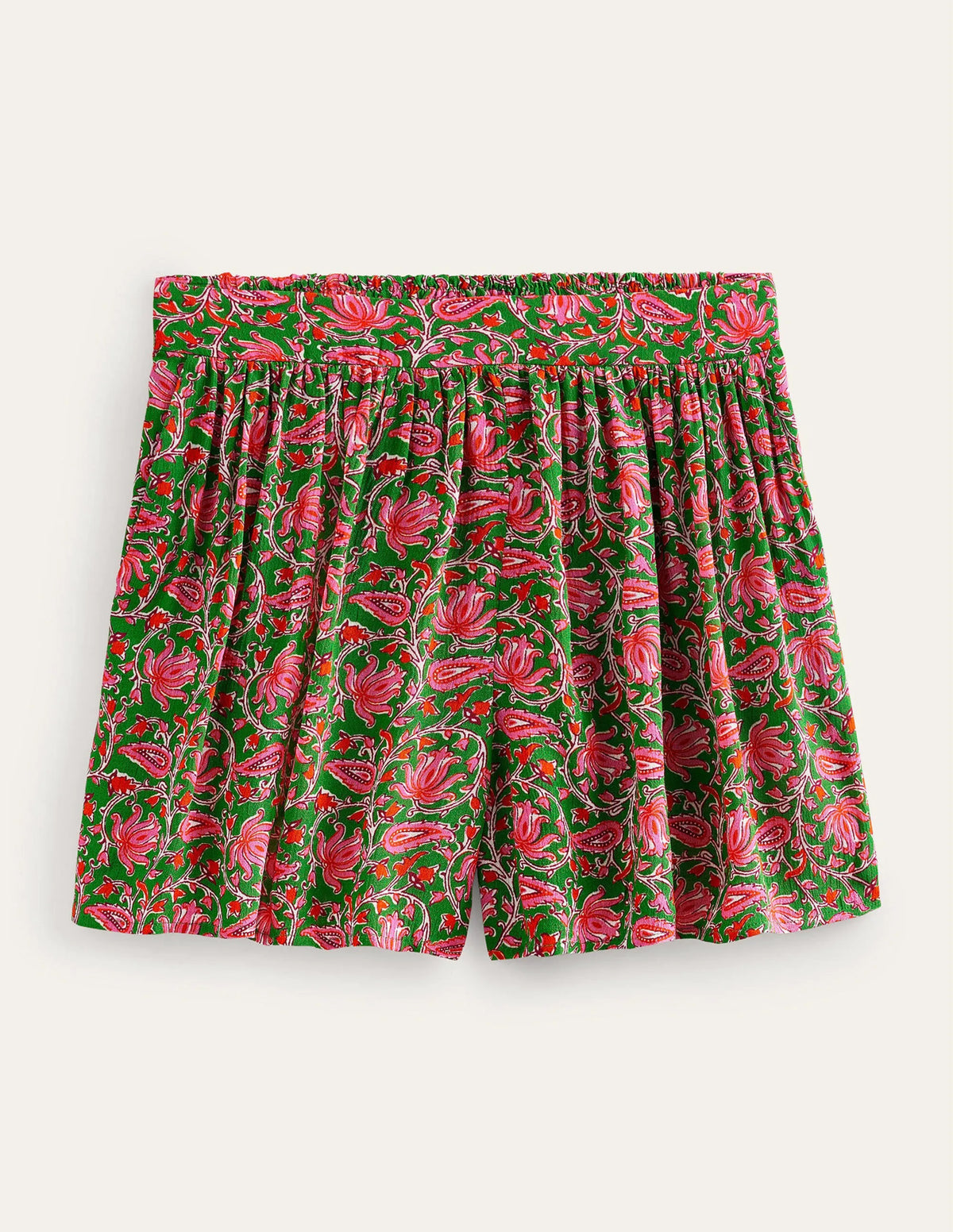 Crinkle Shorts-Lime, Botanic Vine
