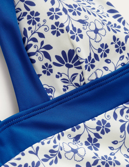 Ithaca Halter Swimsuit-Ivory, Lake Blue Gardenia
