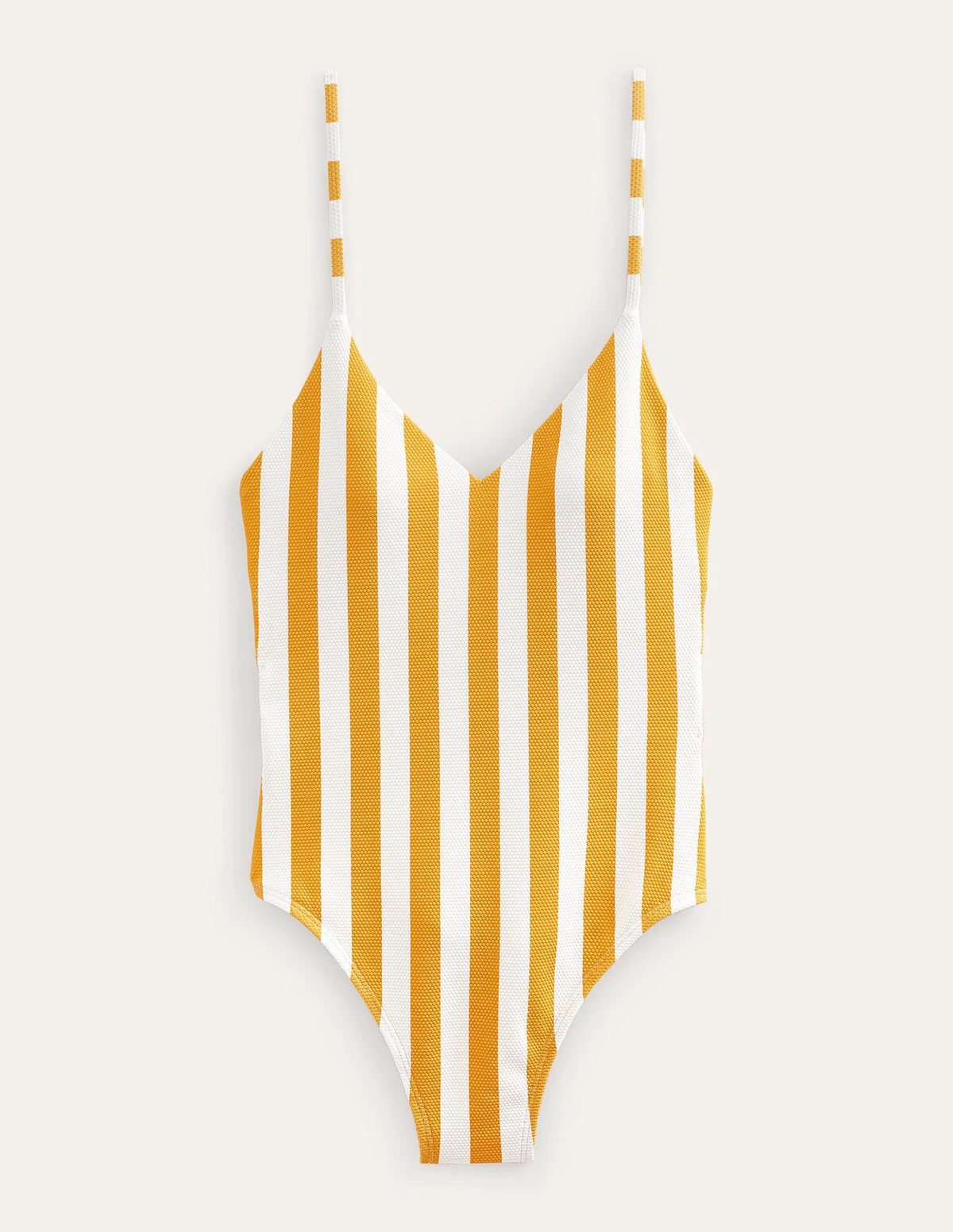 Skinny Strap Stripe Swimsuit-Ginger Yellow, Ivory Stripe