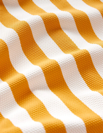 Skinny Strap Stripe Swimsuit-Ginger Yellow, Ivory Stripe