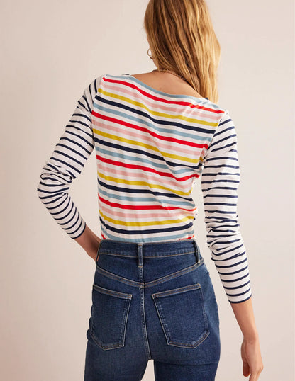Ella Long Sleeve Breton-Rainbow Multistripe