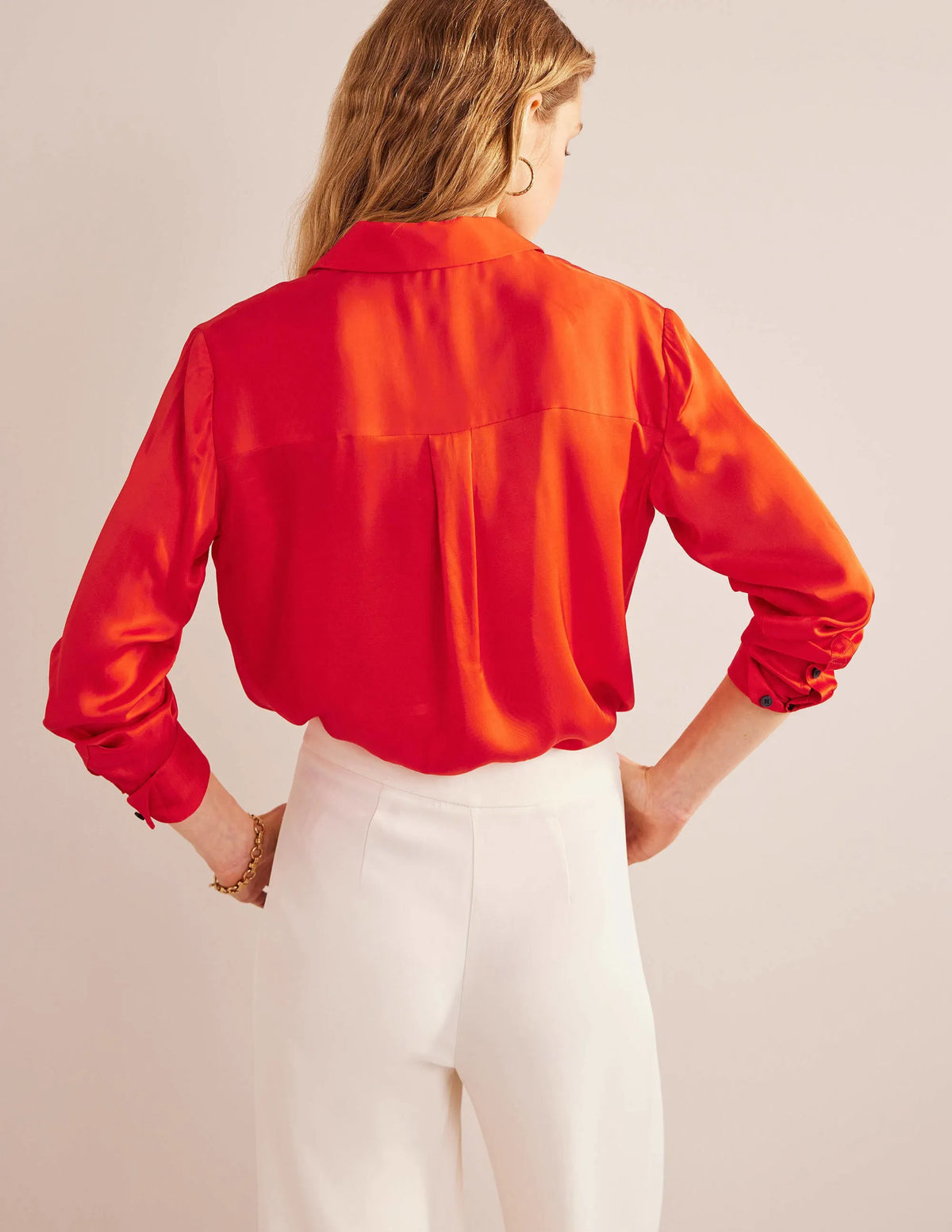 Relaxed Satin Shirt-Cherry Tomato