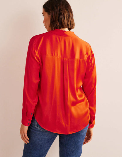 Relaxed Satin Shirt-Cherry Tomato