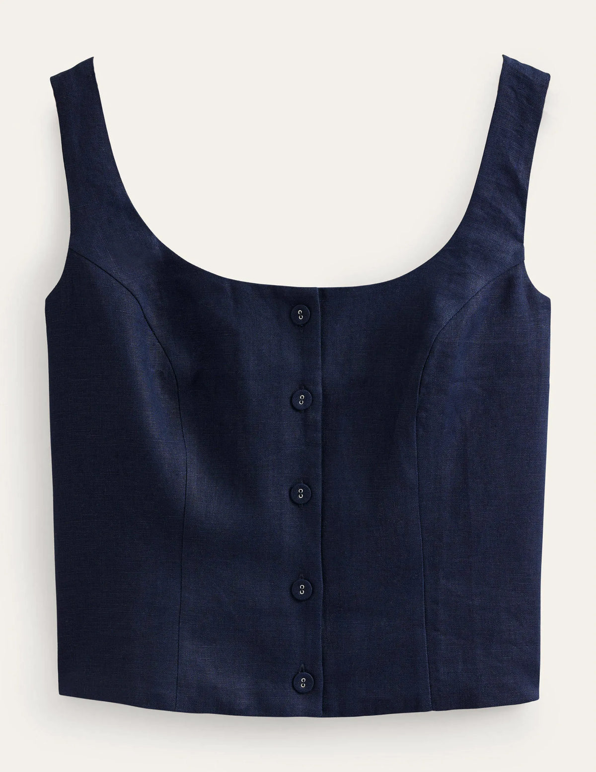 Square Neck Button Top-Navy