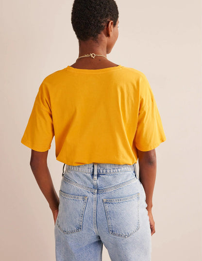 Oversized Washed T-Shirt-French Marigold