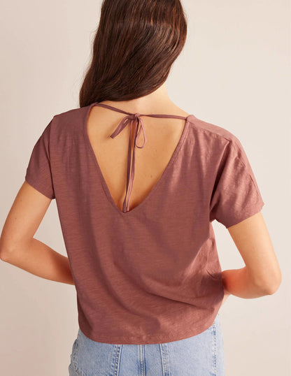 Tie Back Jersey Top-Rose Pink