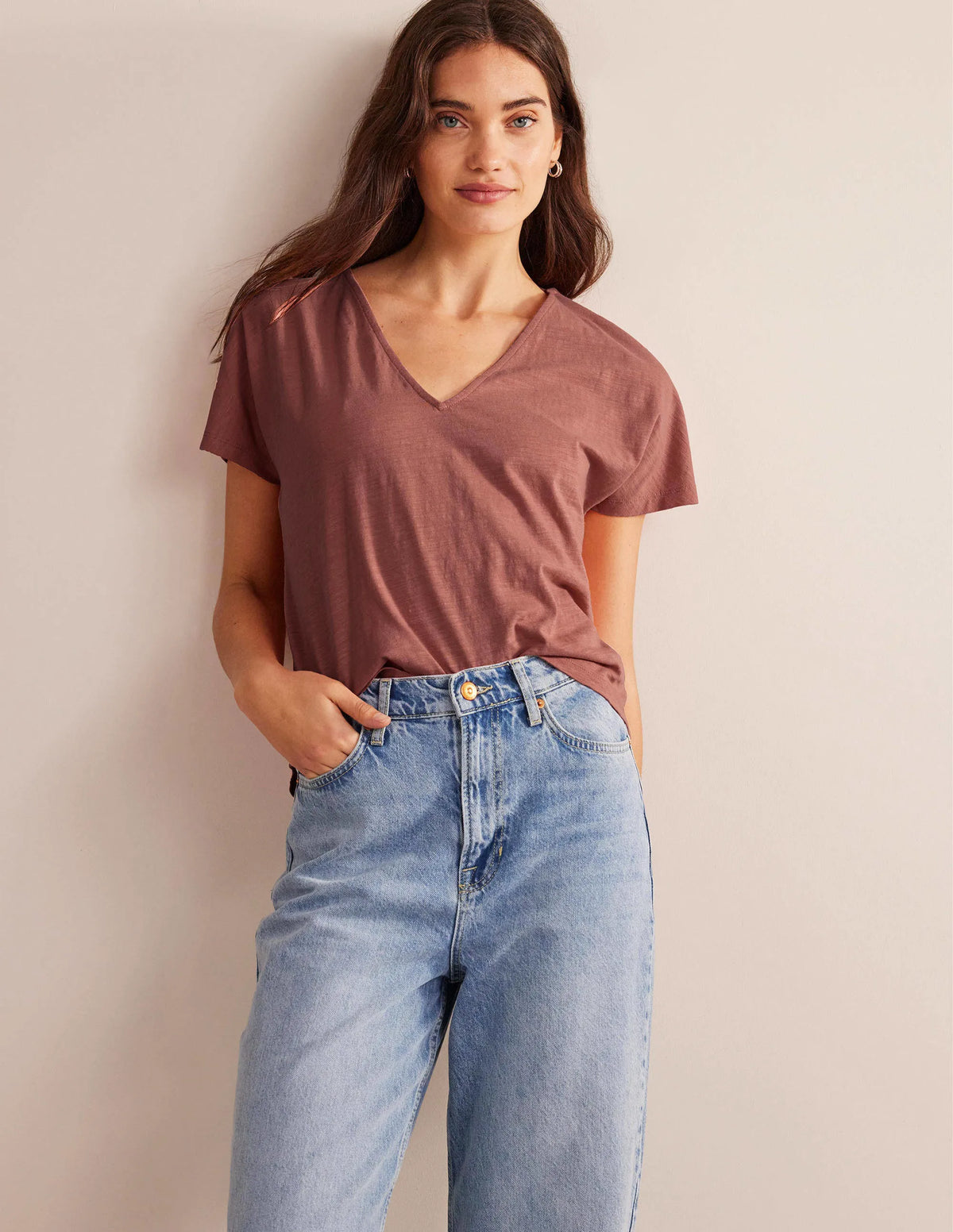 Tie Back Jersey Top-Rose Pink