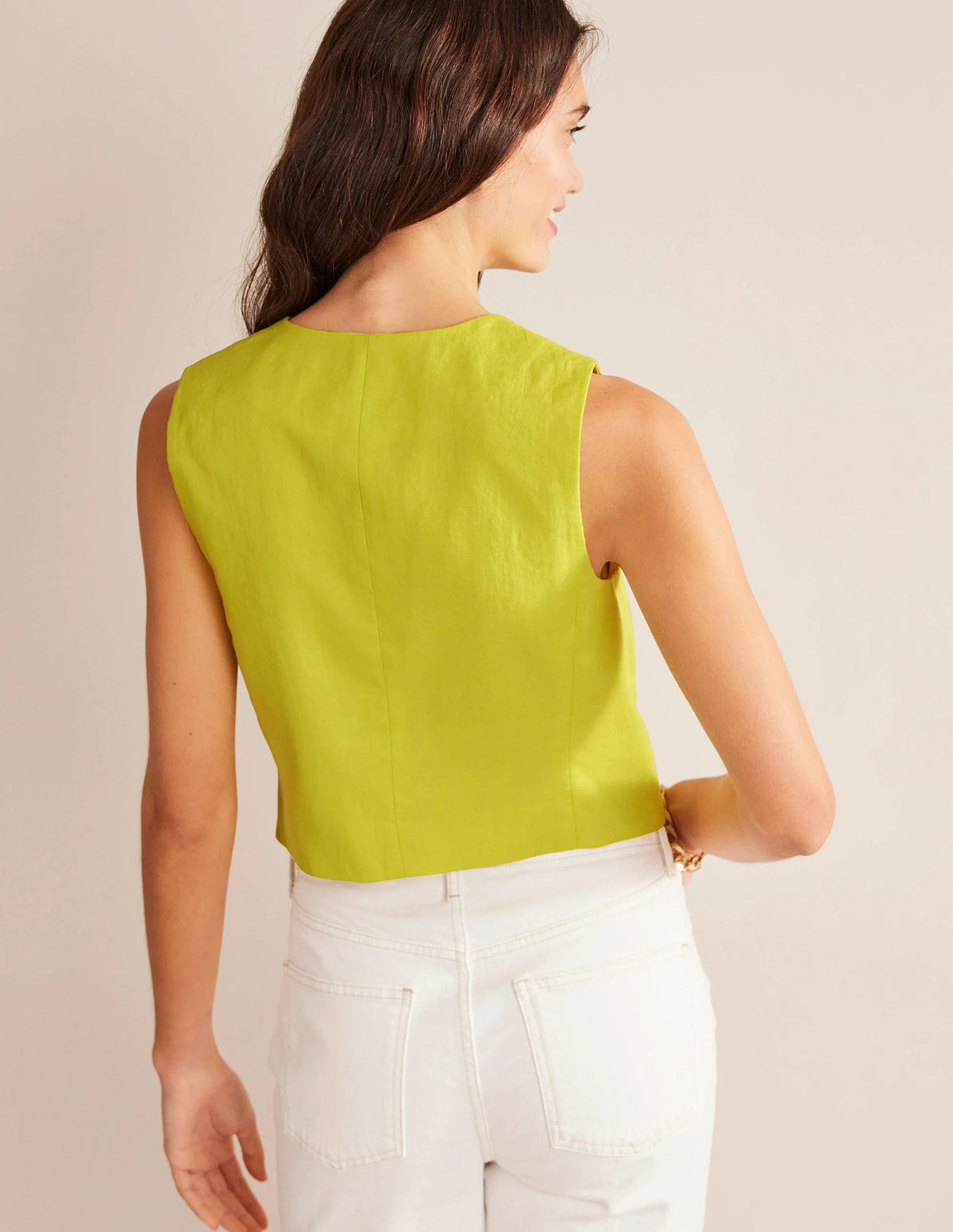 Linen V-Neck Waistcoat-Citrus