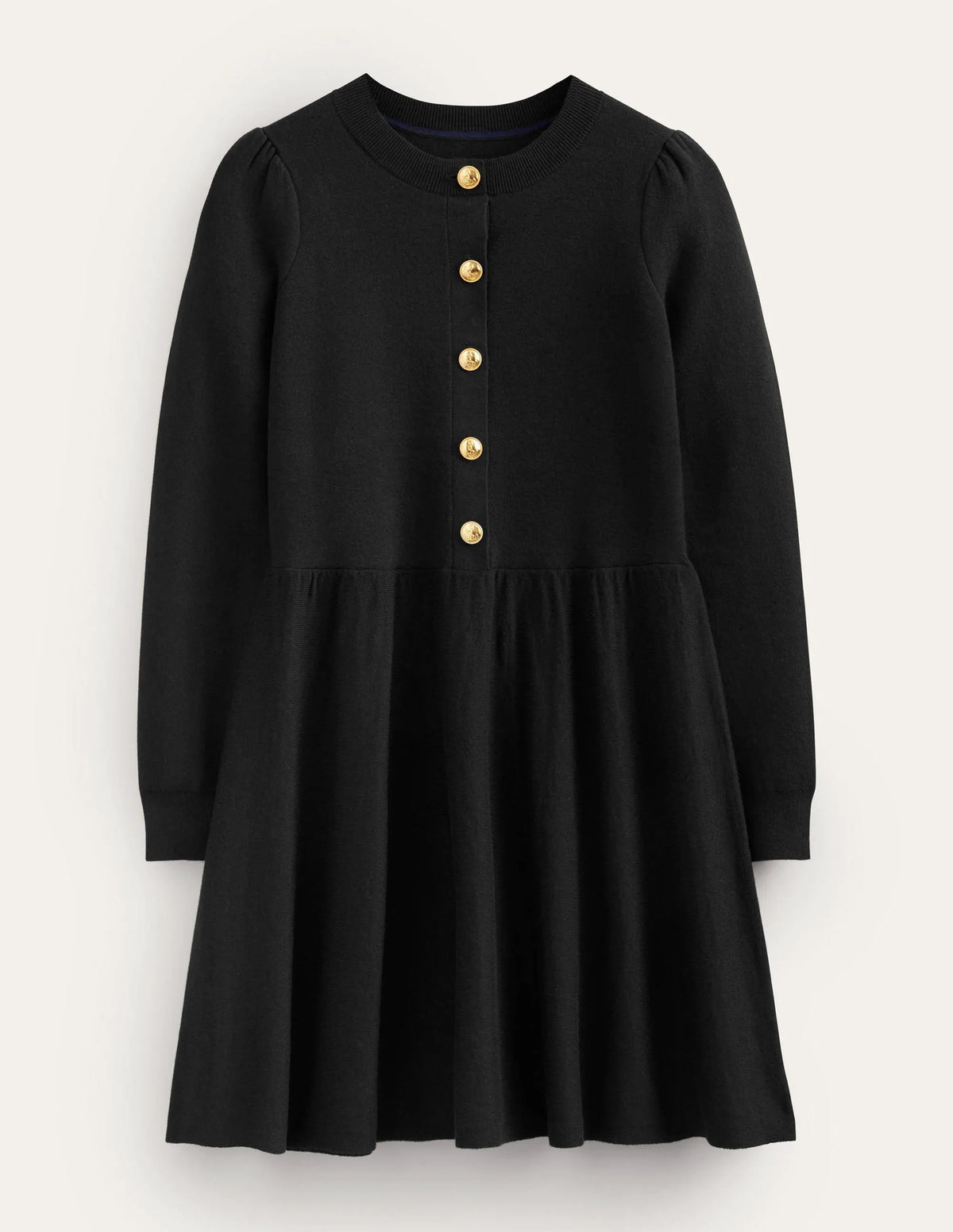 Relaxed Knitted Mini Dress-Black