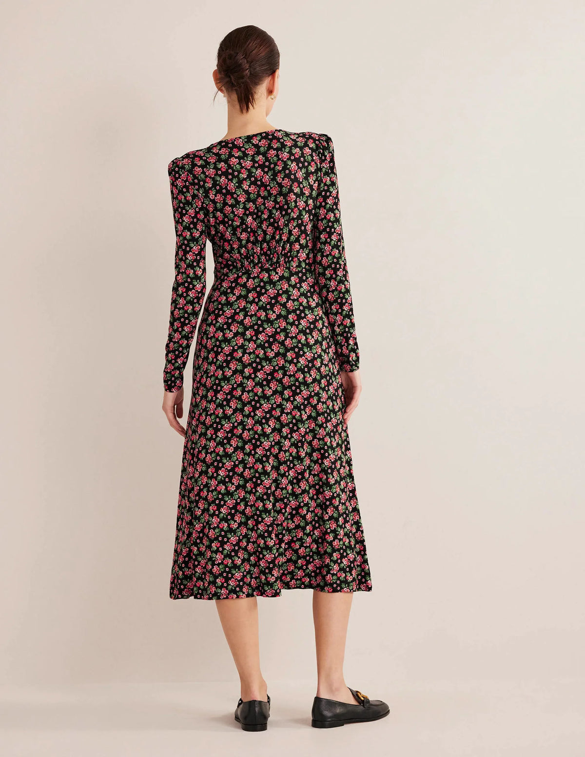 Jersey Midi Tea Dress-Black, Diamond Rose