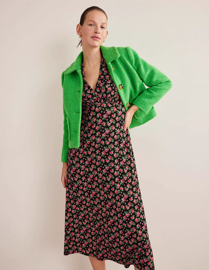 Jersey Midi Tea Dress-Black, Diamond Rose