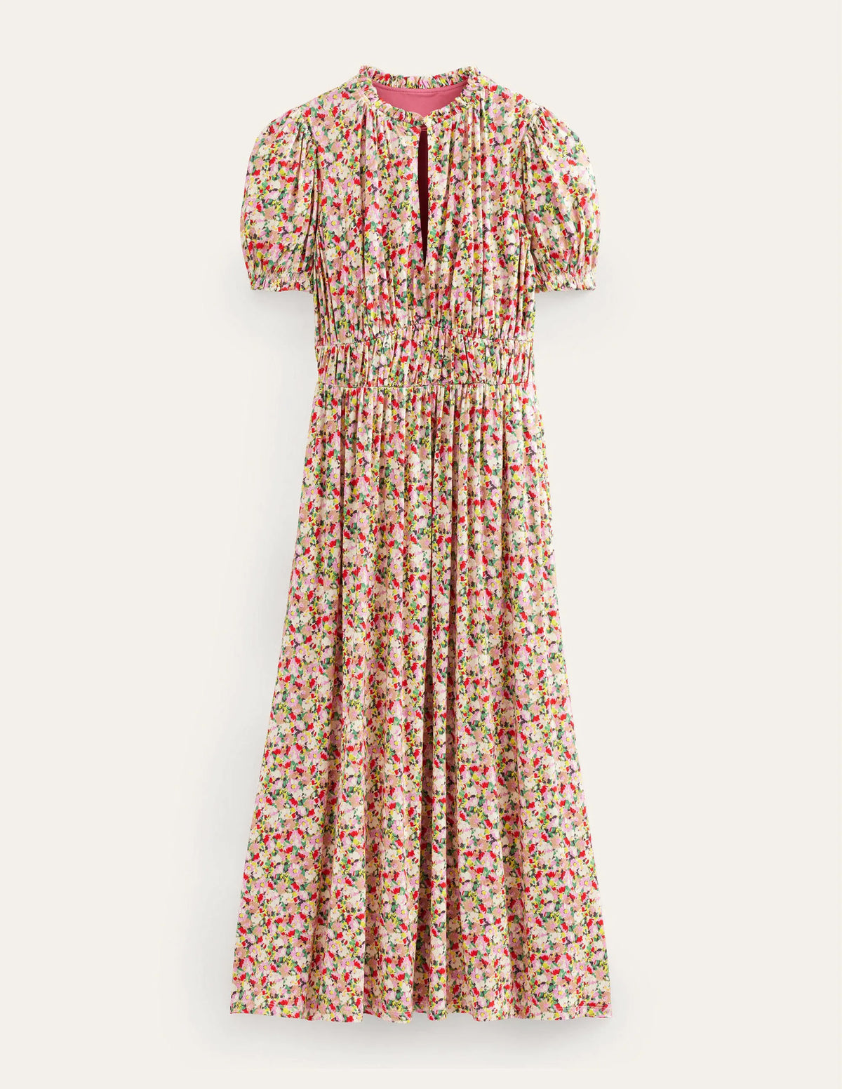 Rosanna Jersey Midi Tea Dress-Multi, Painterly Floret
