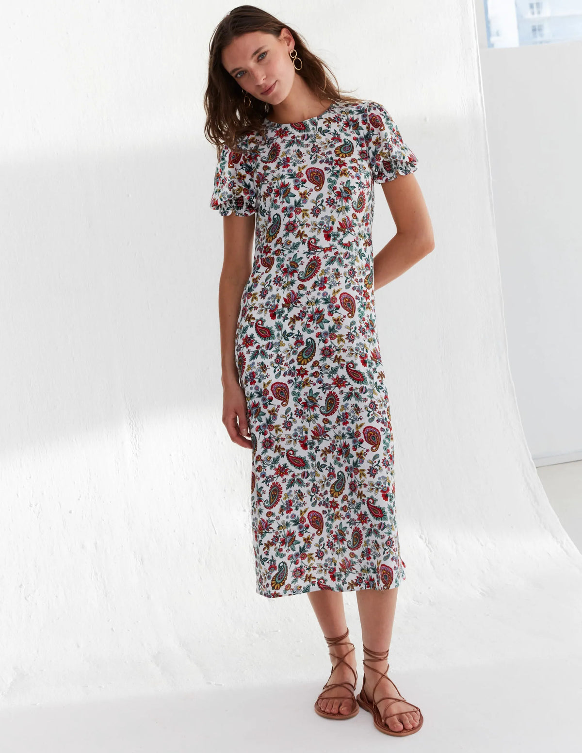 Corinne Midi Tea Dress-Multi, Dandelion Paisley