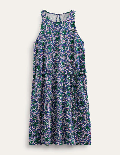 Swing Jersey Dress-Blue Wave, Botanic Vine