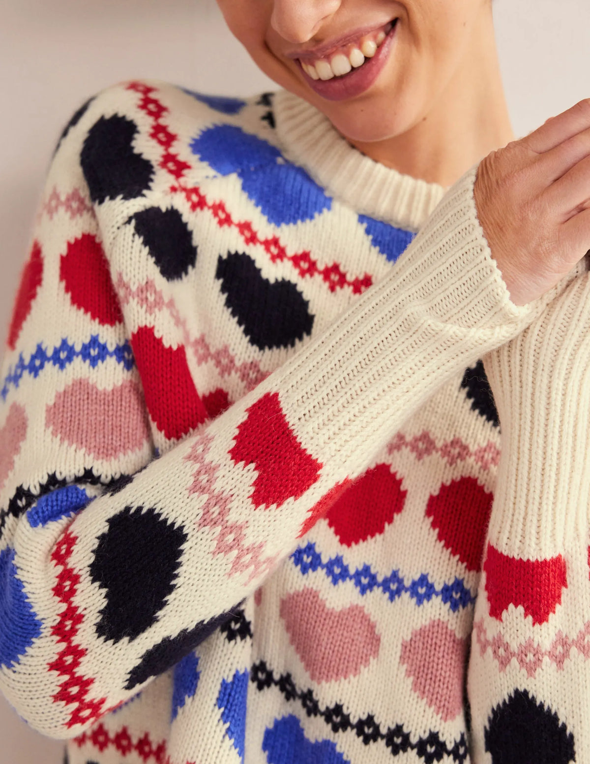Chunky Fair Isle Sweater-Ivory Heart Fairisle