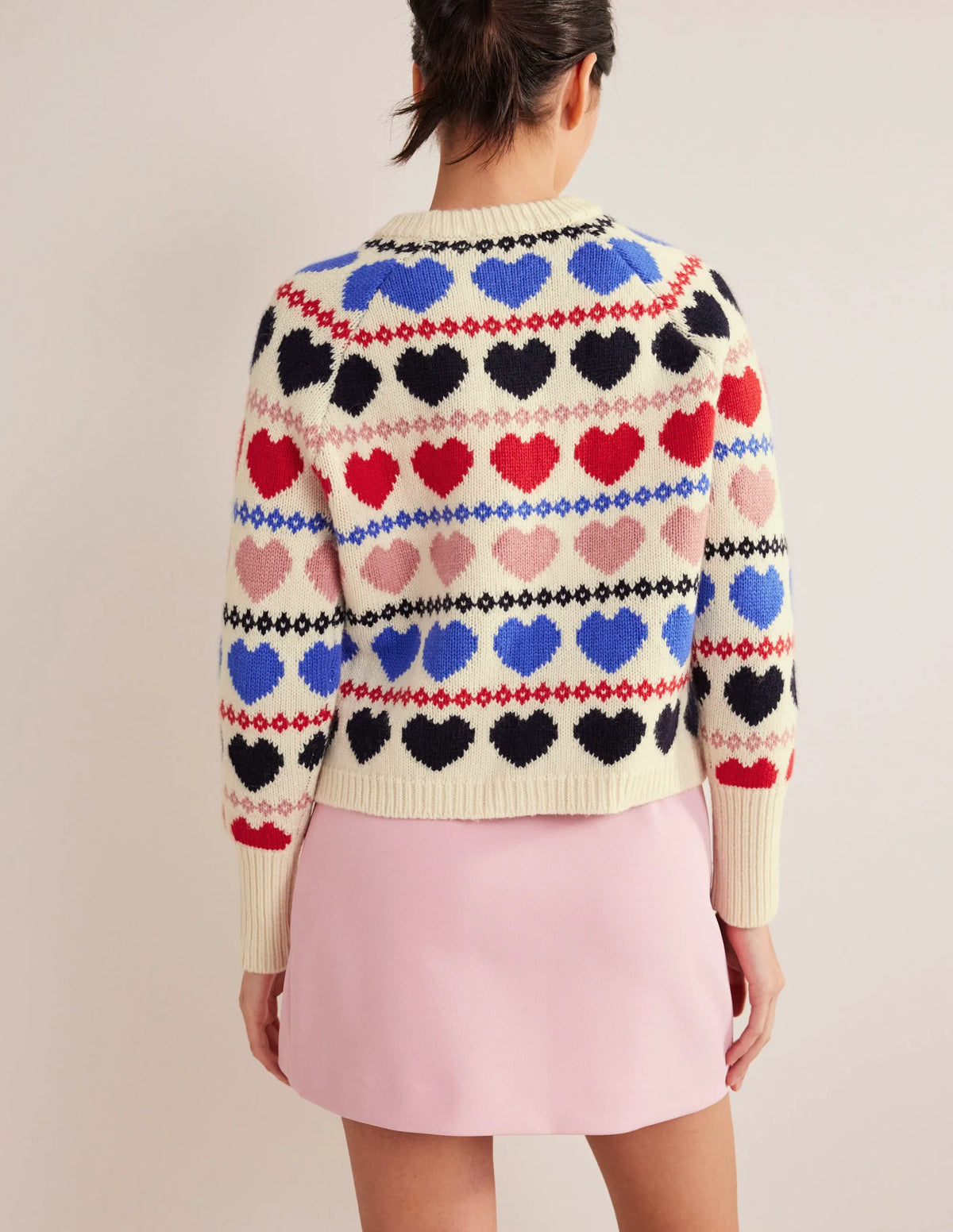 Chunky Fair Isle Sweater-Ivory Heart Fairisle