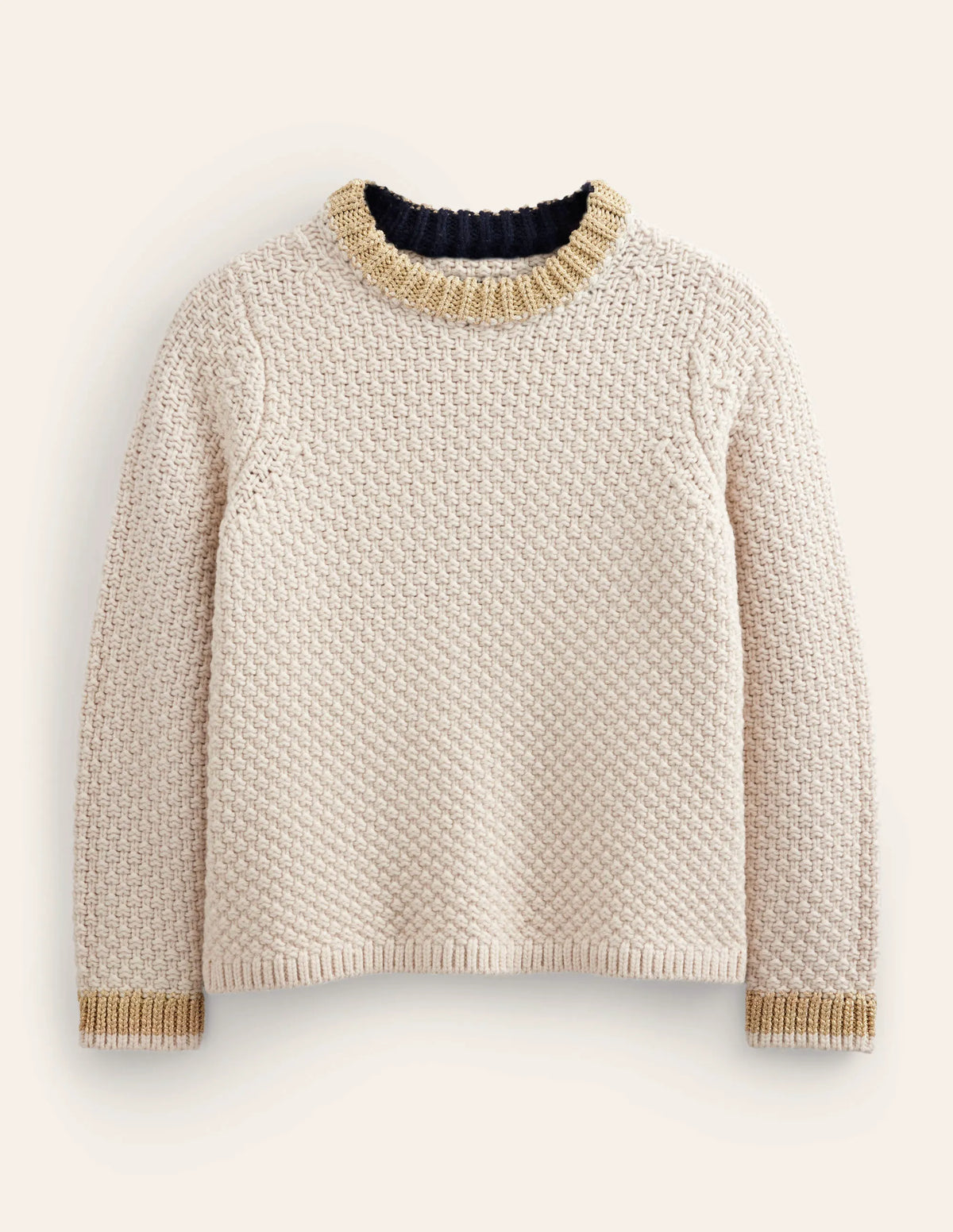 Textured Chunky Wool Sweater-Shearling, Gold