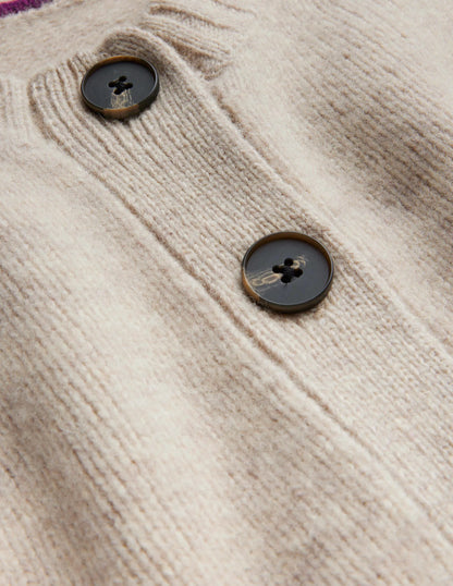 Brushed Wool Cropped Cardigan-Oatmeal Melange