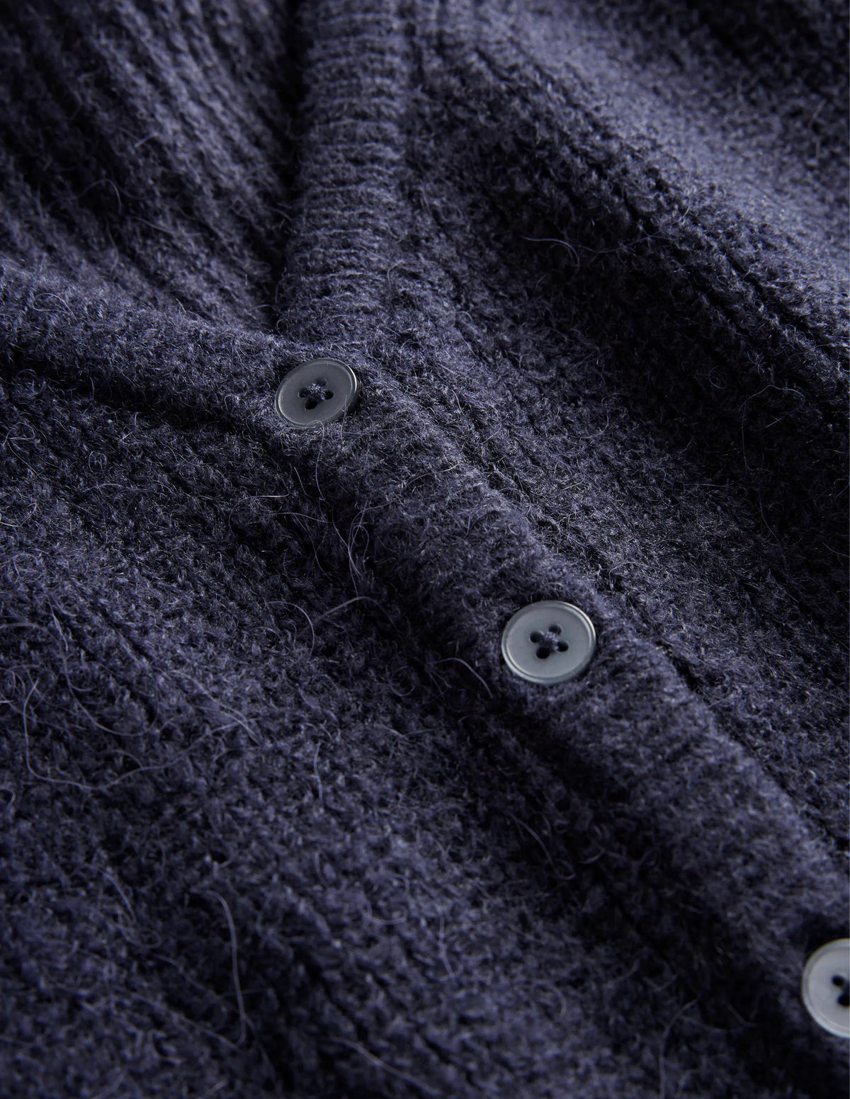 Cropped Fluffy Cardigan-Navy