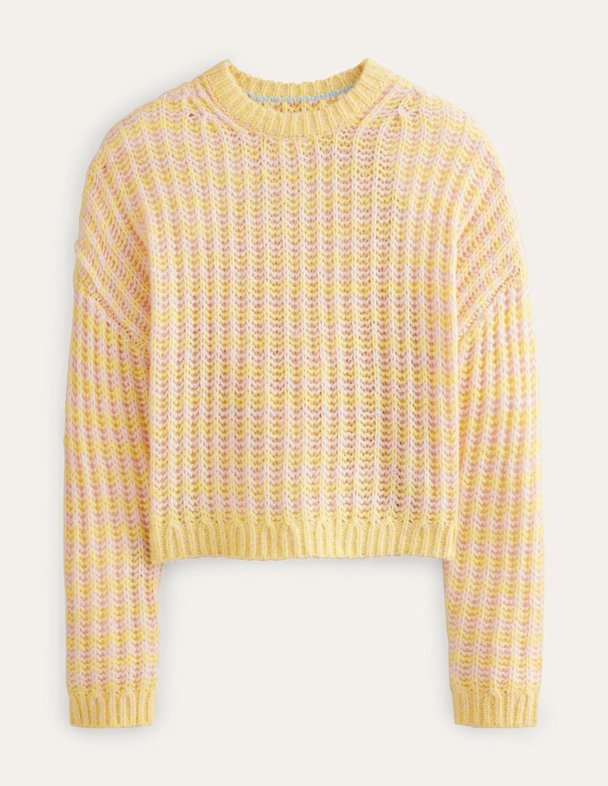 Wide Rib Fluffy Sweater-Yellow Marl