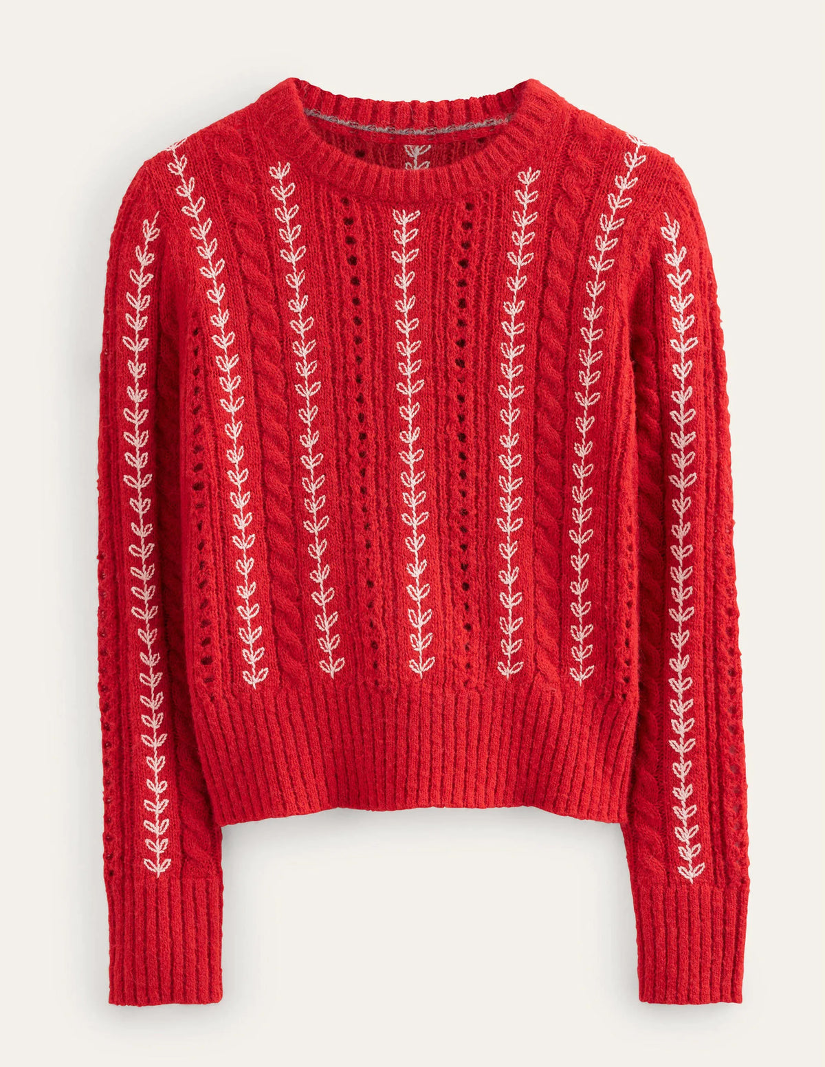 Fluffy Embroidery Sweater-Tomato