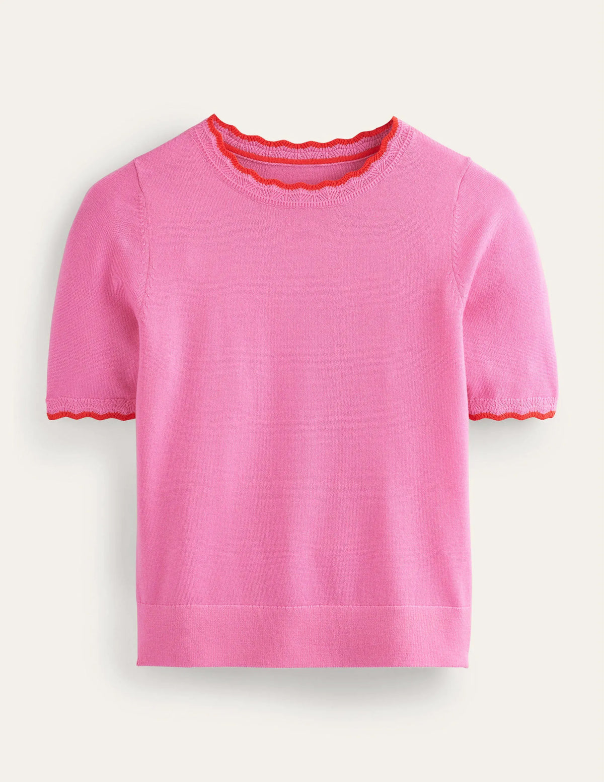 Merino Scalloped T-shirt-Mid Pink