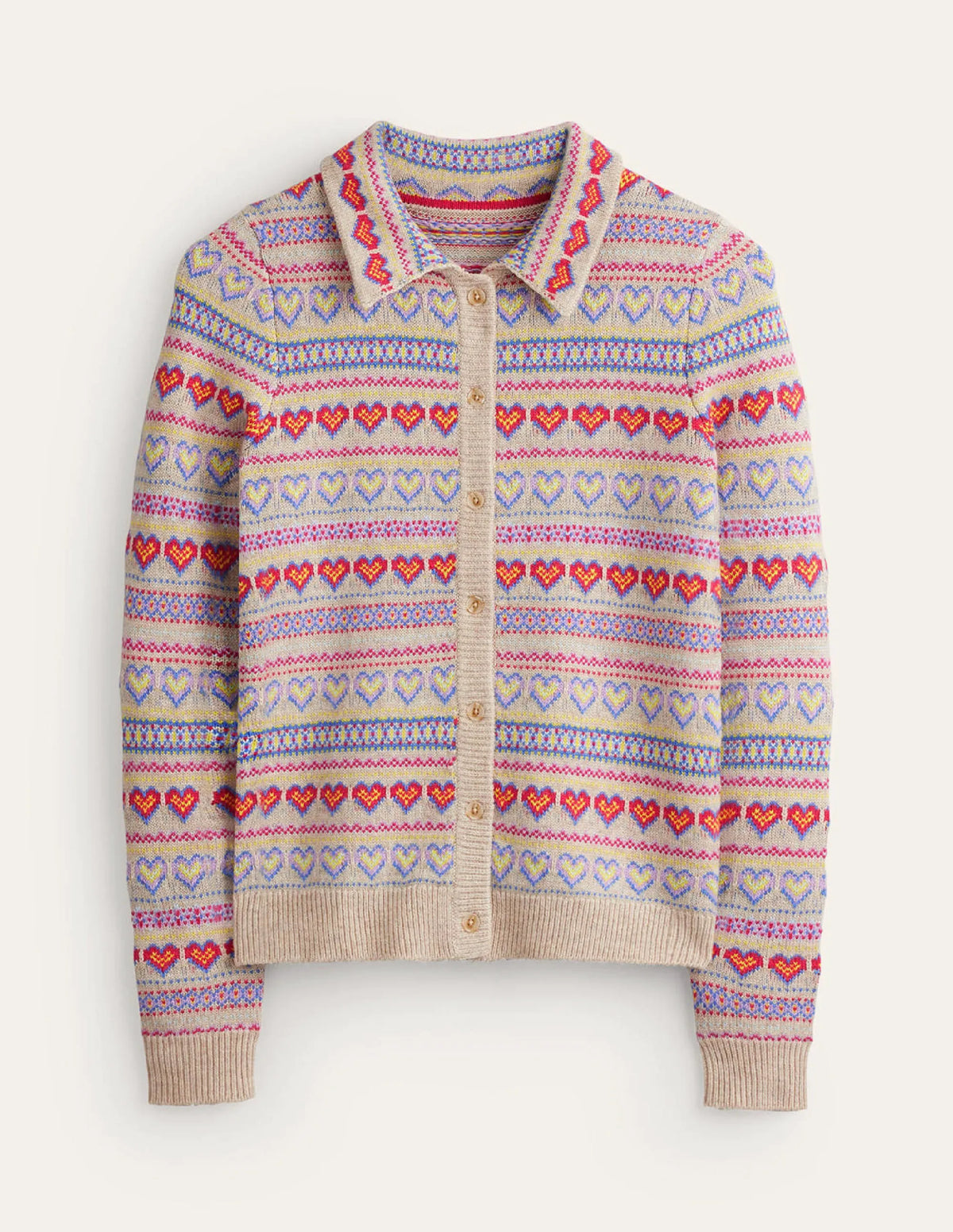 Eliza Heart Fair Isle Sweater-Chinchilla Melange Fair Isle