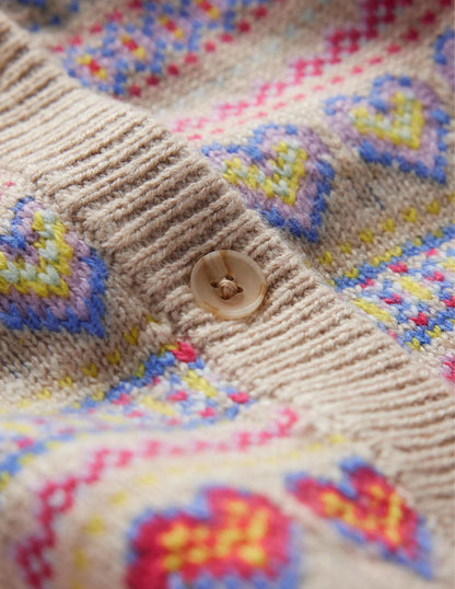 Eliza Heart Fair Isle Sweater-Chinchilla Melange Fair Isle