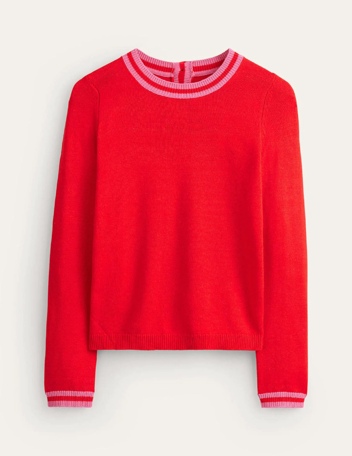 Cecily Button Back Sweater-Post Box Red, Brand Stripe