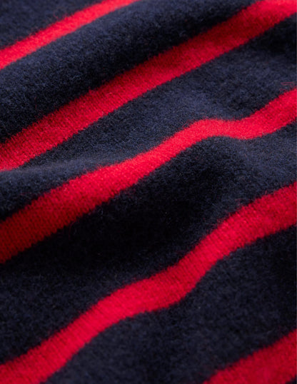 Evelyn Oversized Wool Sweater-Navy Peony, Post Box Red
