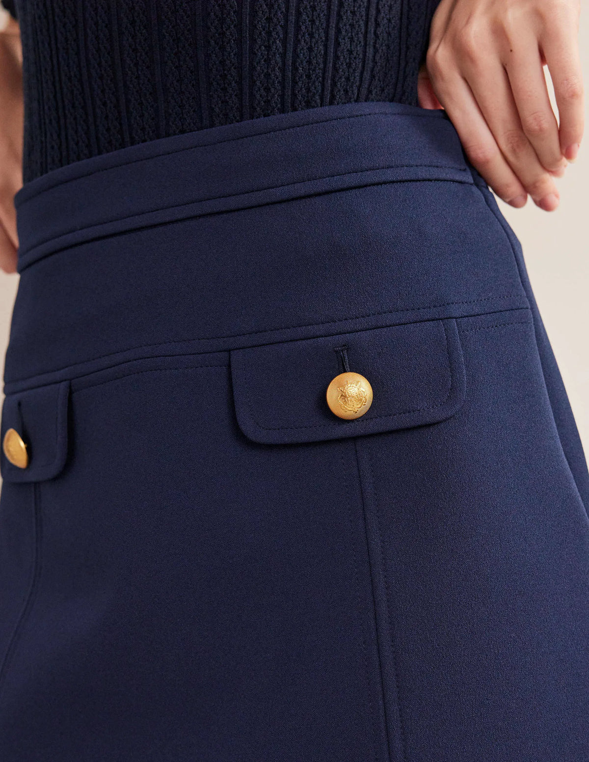 Tailored A-line Mini Skirt-Navy