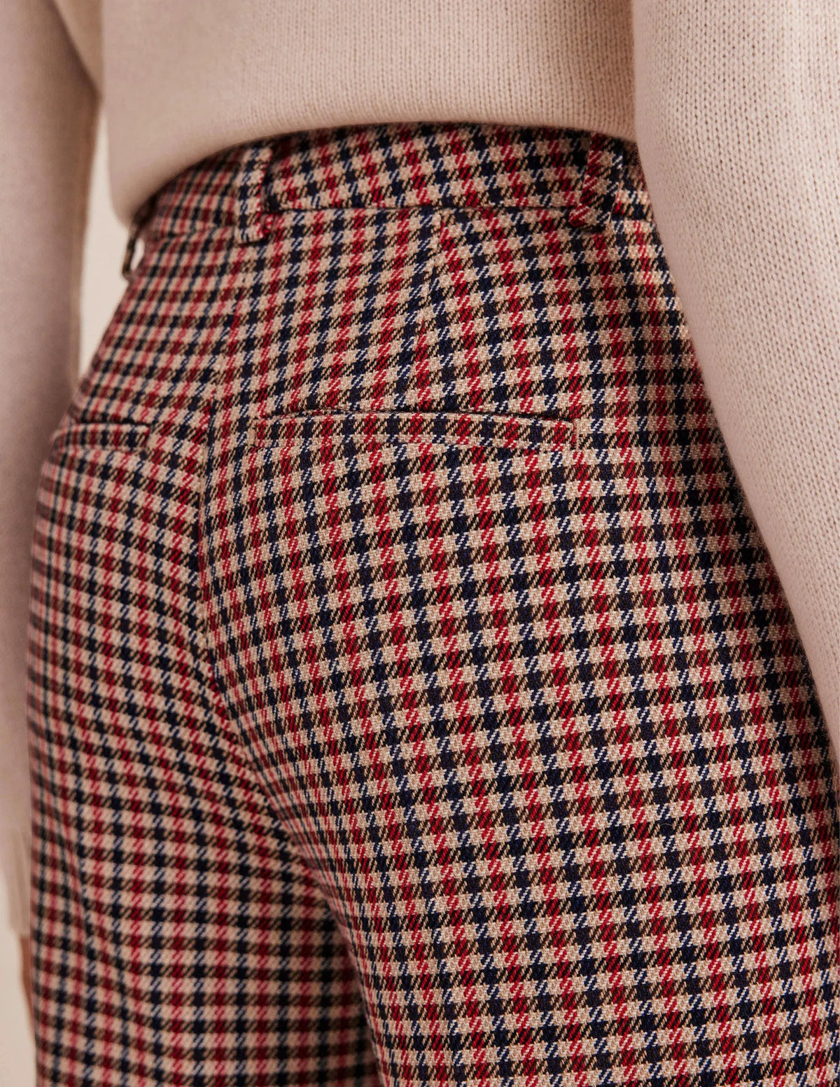 Wide Leg Flared Check Pants-Check