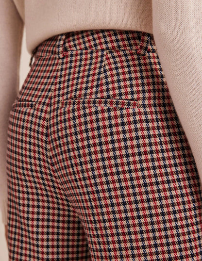 Wide Leg Flared Check Pants-Check