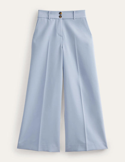 High Rise Wide Leg Pants-Blue Blizzard
