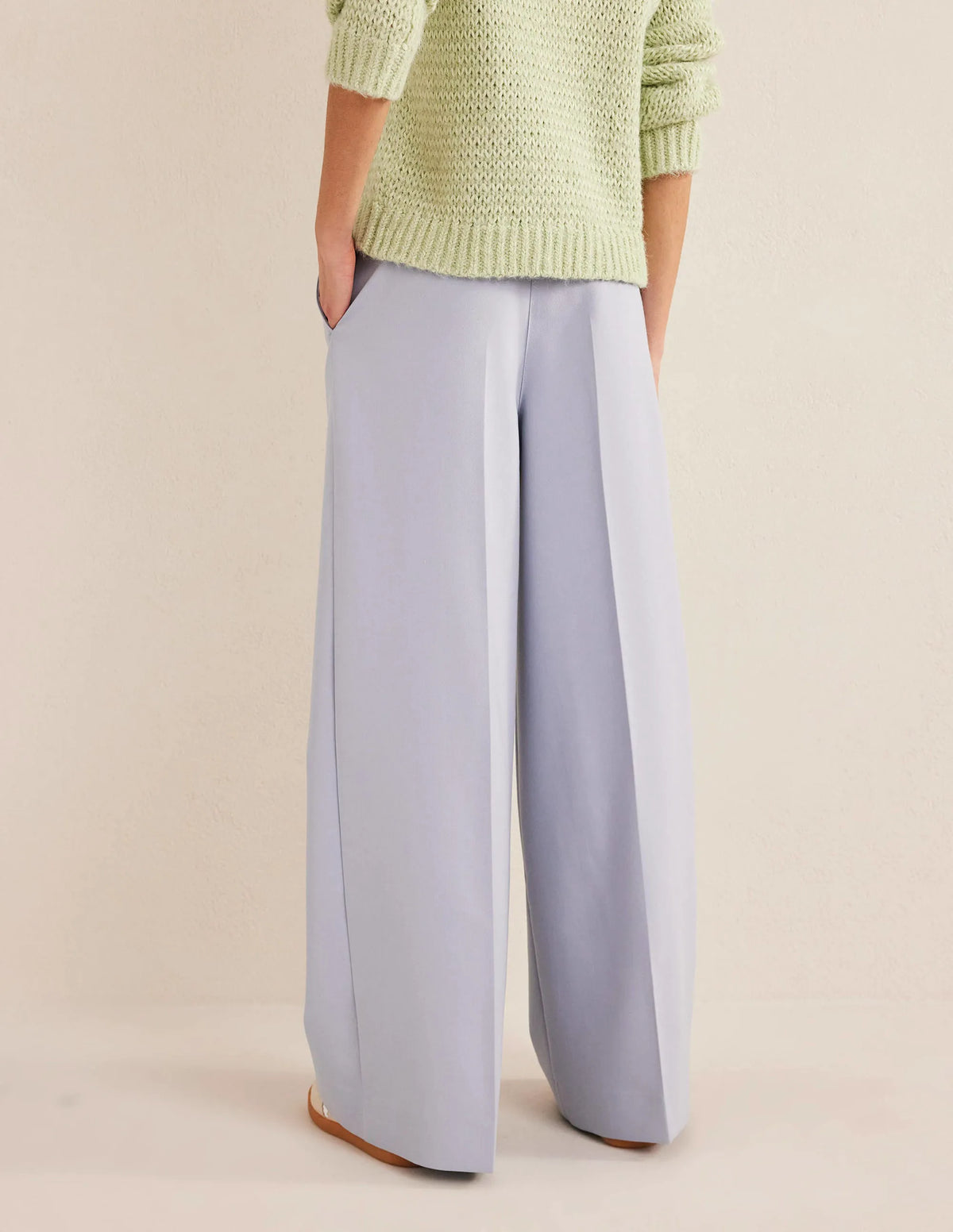 High Rise Wide Leg Pants-Blue Blizzard