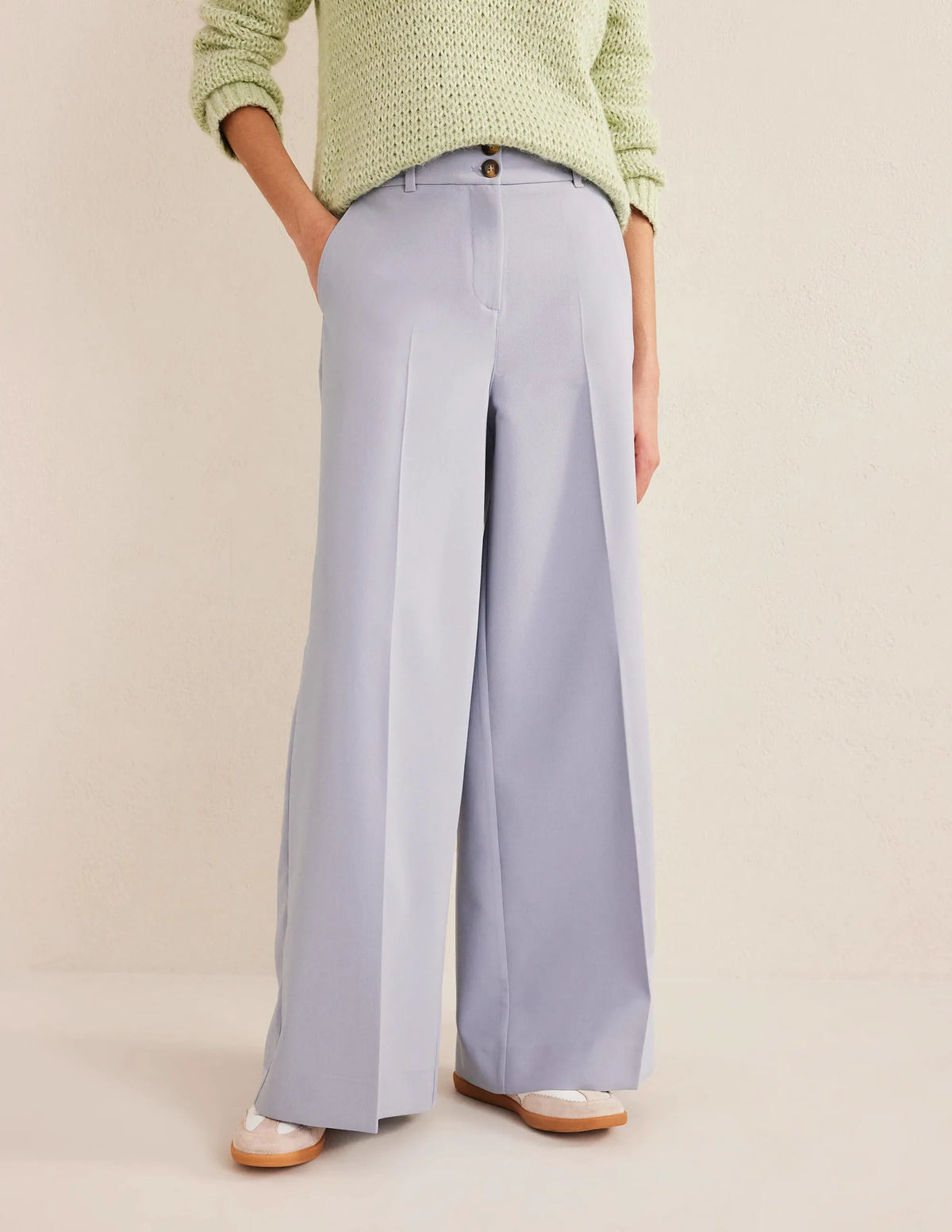 High Rise Wide Leg Pants-Blue Blizzard